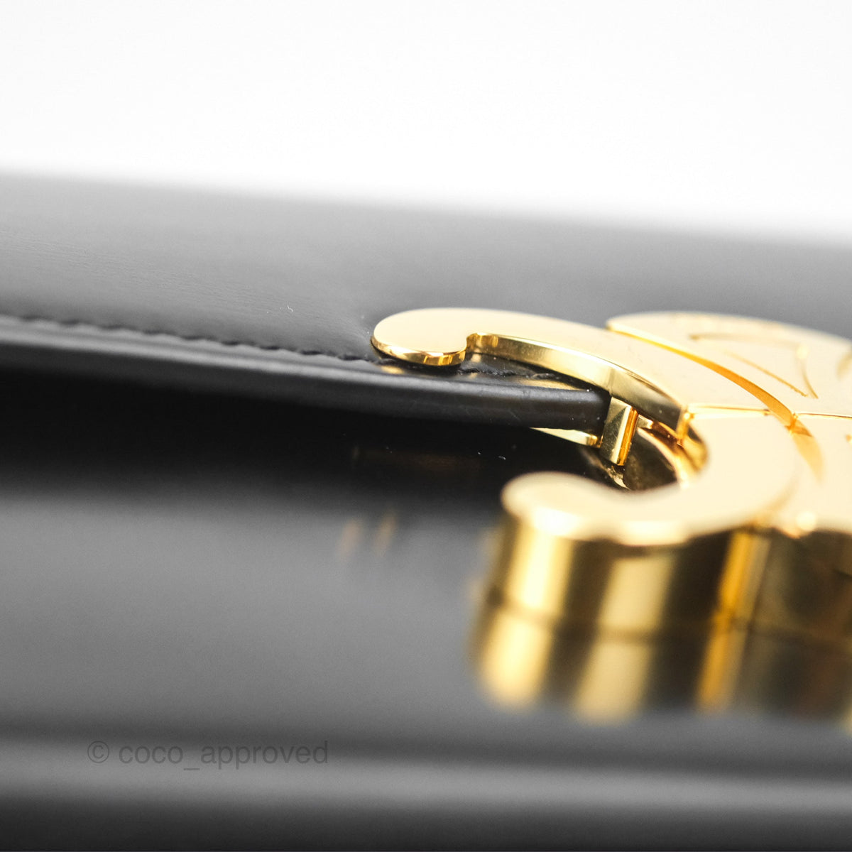 Celine Triomphe Shoulder Bag Black Calfskin