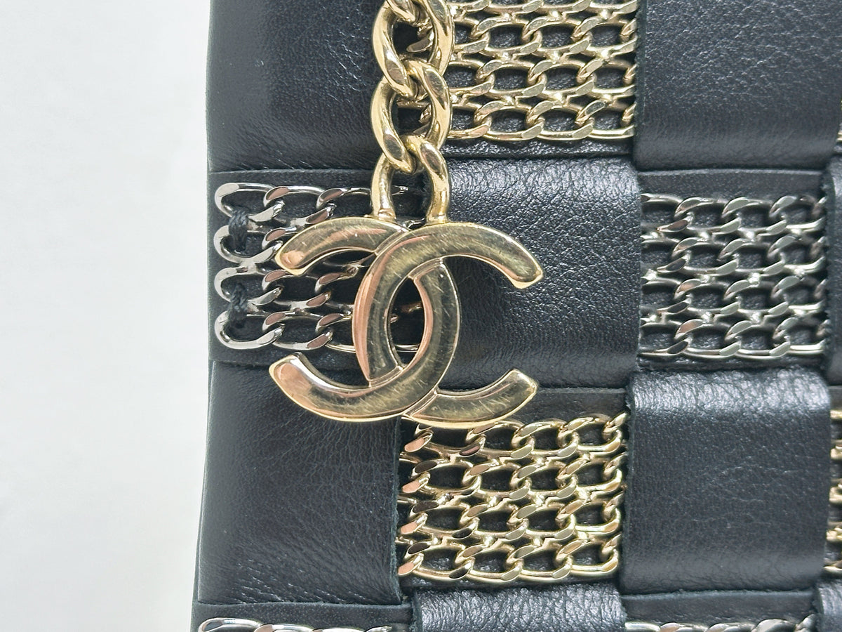 CHANEL VINTAGE WOVEN CLUTCH BAG EVENING 24K GHW 2006 24K GHW 1005 holo card