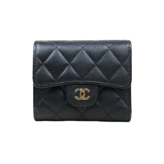 Good ( Rank AB)｜CHANEL Caviar Skin Leather Calf Leather  Wallet Black Made In 2020 Year｜25022401