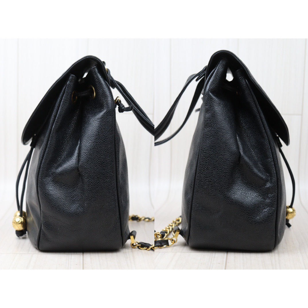 Rank A｜ CHANEL Caviar Skin  Backpack Gold Hardware Made in 1996-1997 Year ｜A24060501