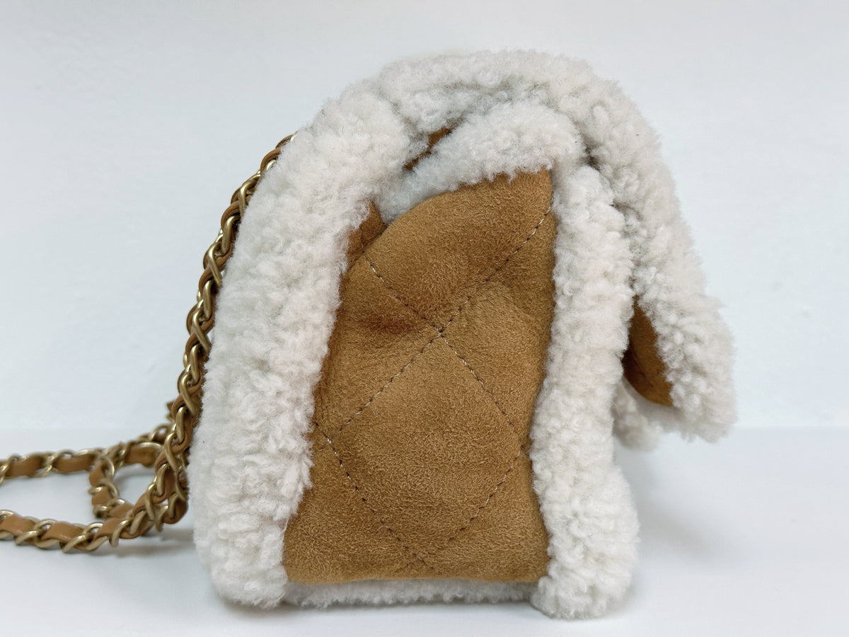 Chanel Medium Shearling Coco Neige Flap  holo card 264