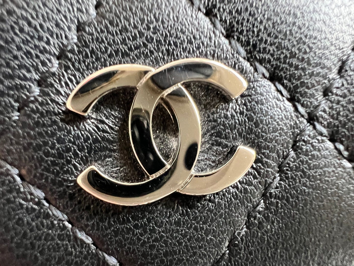 Chanel Black Lambskin Card Holder with Silver Hardware