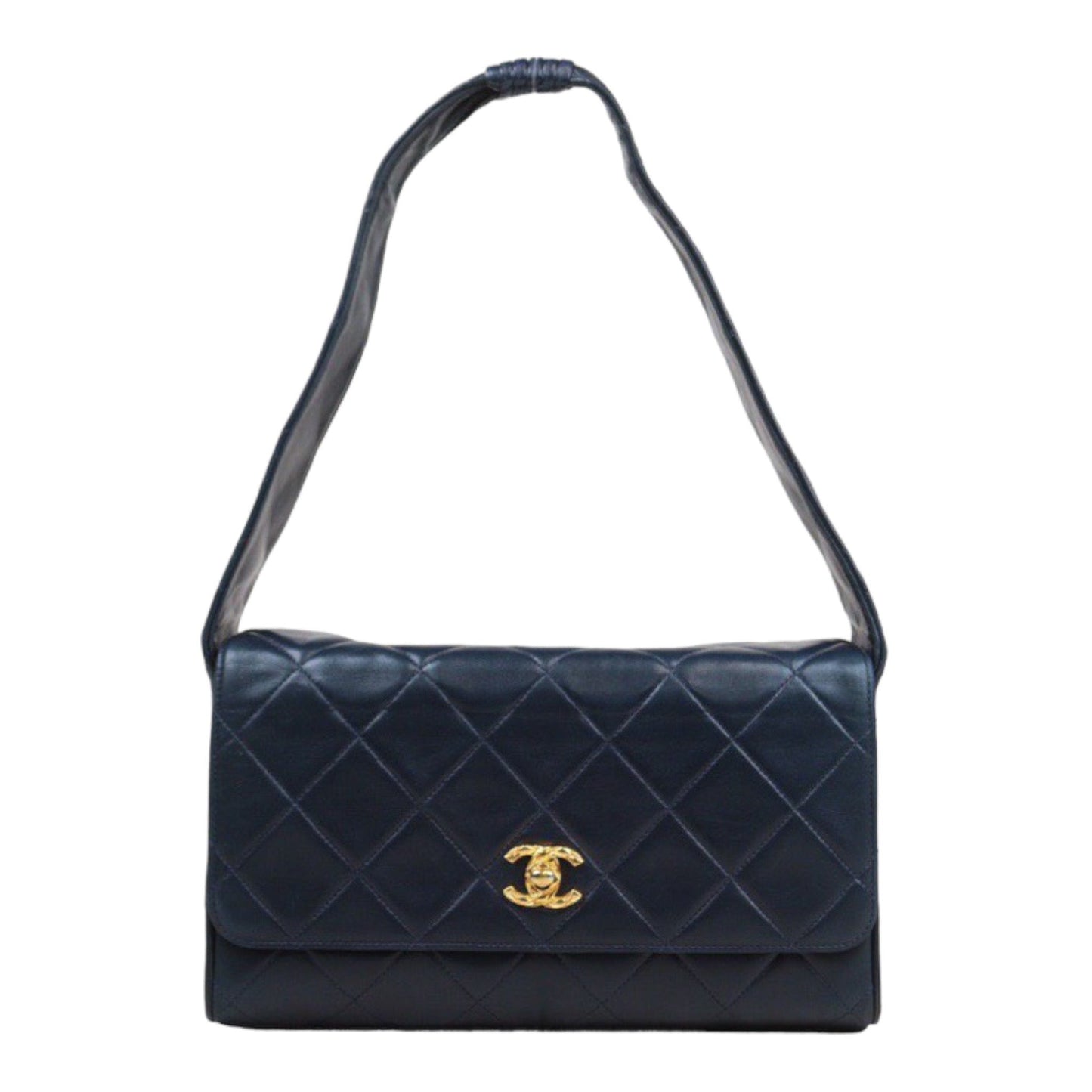 Good ( Rank AB)｜ CHANEL Matrasse Lamb Skin Shoulder Bag Navy ｜V24031225