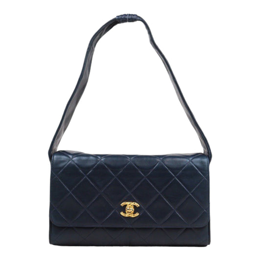 Good ( Rank AB)｜ CHANEL Matrasse Lamb Skin Shoulder Bag Navy ｜V24031225