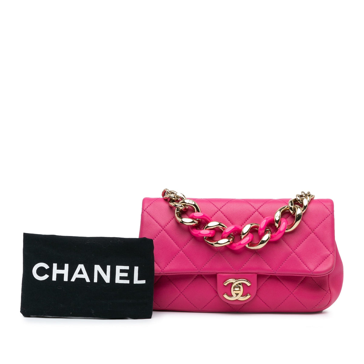 Pink Chanel Small Lambskin Elegant Chain Single Flap Satchel