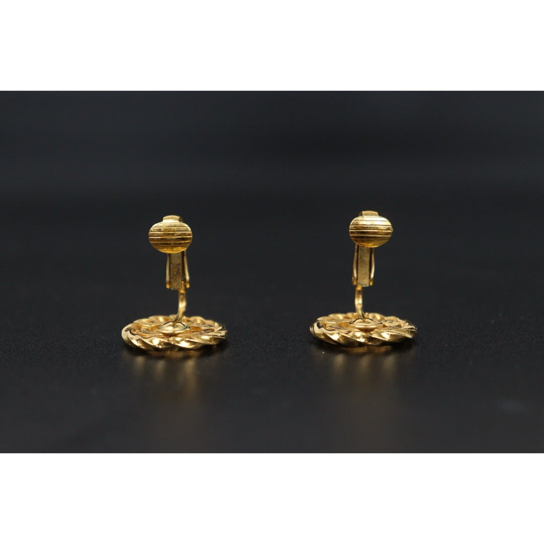Good ( Rank AB) ｜CHANEL Coco Mark Gold 24 Plated Rhinestone Earrings｜V25061912