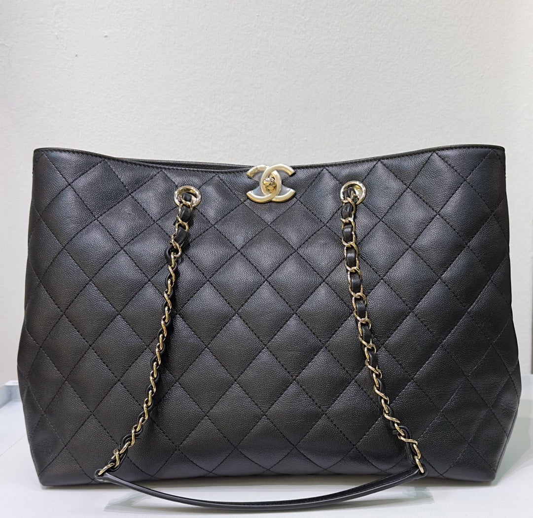 Chanel Medium Classic CC Shopping Tote Quilted Calfskin