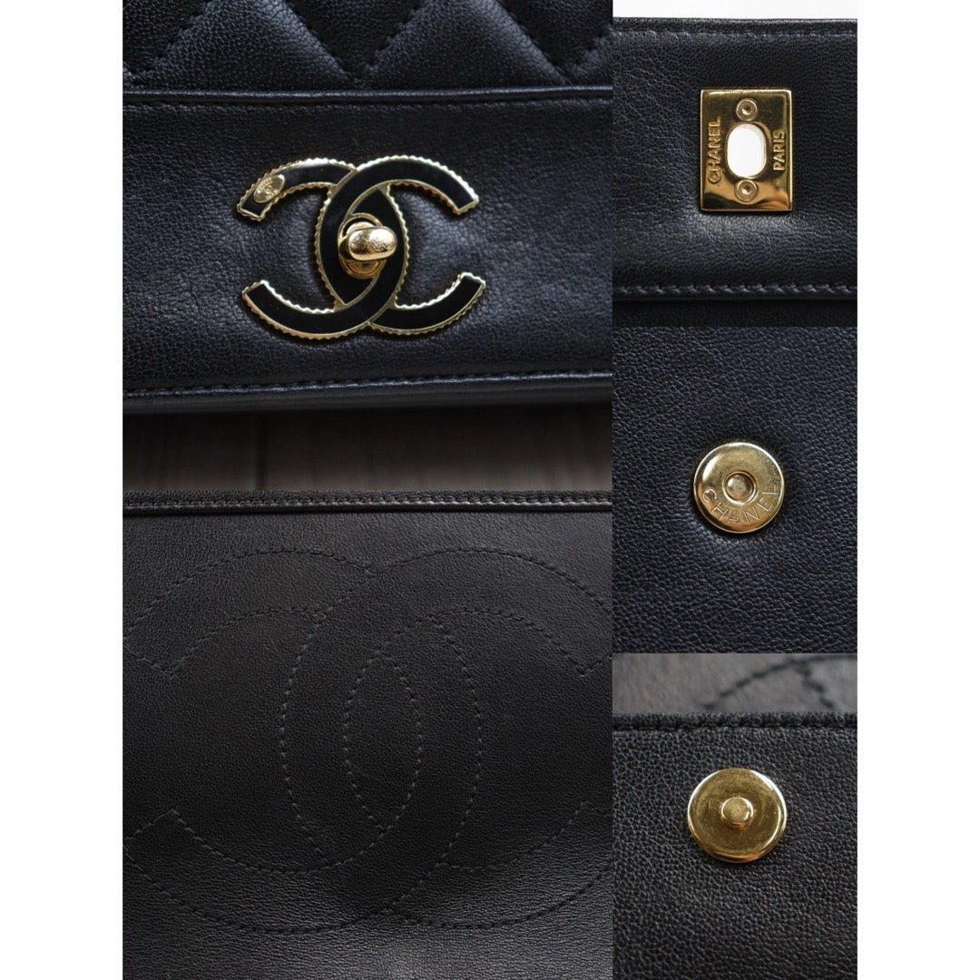 Good ( Rank AB)｜ CHANEL Matrasse Calf Leather Double  Flap Bag Black Made in 2016-2016Year｜Y25061703