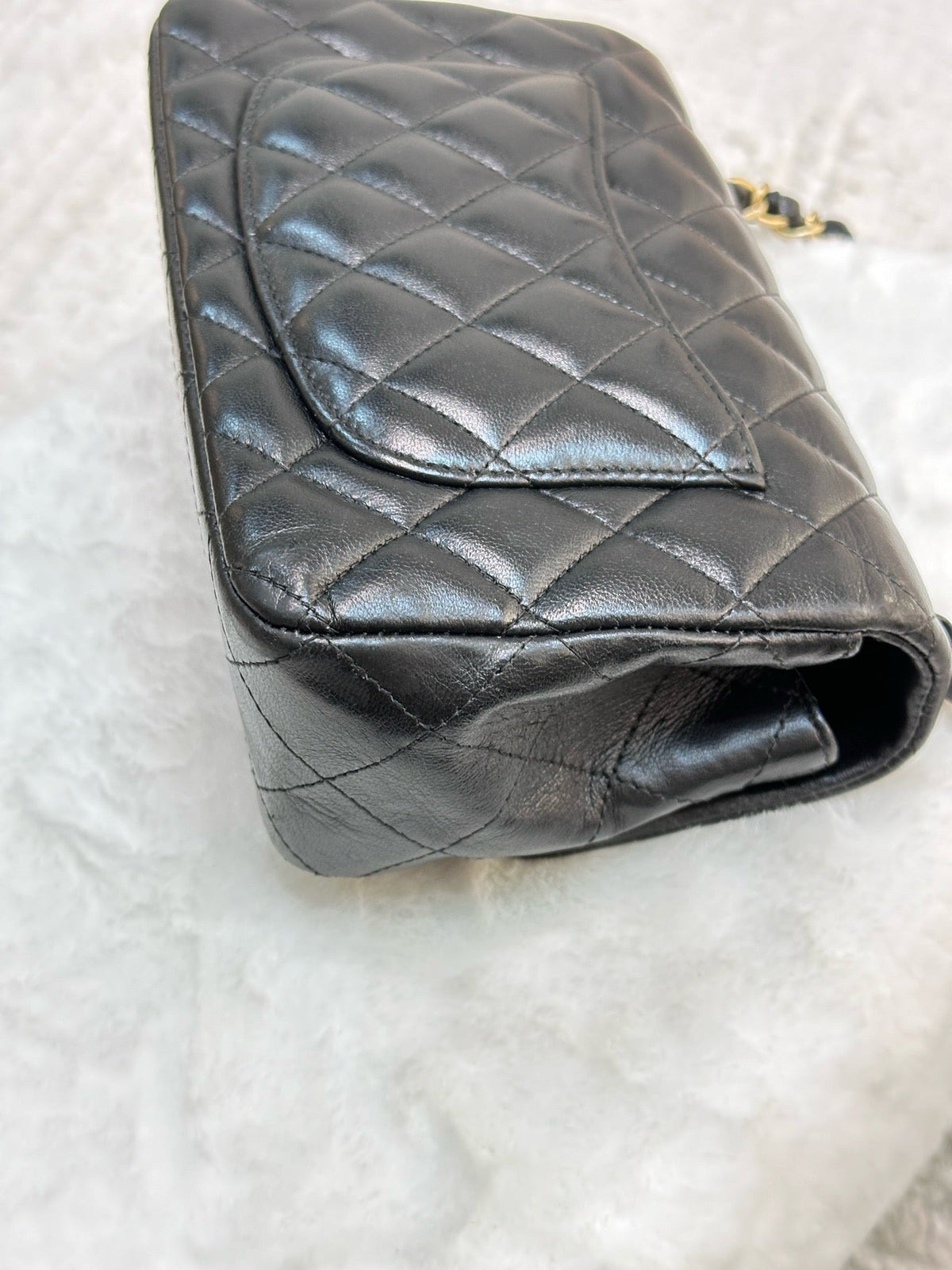 Chanel Mini Rectangular Lambskin Quilted Studded Flap Black
