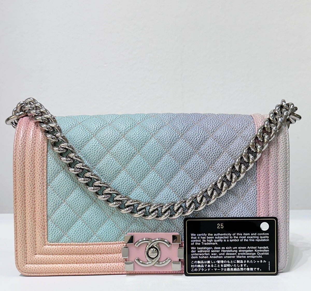 Chanel Rainbow Qulited Caviar Boy Bag Medium