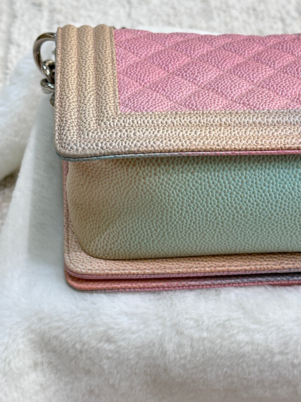 Chanel Rainbow Qulited Caviar Boy Bag Medium