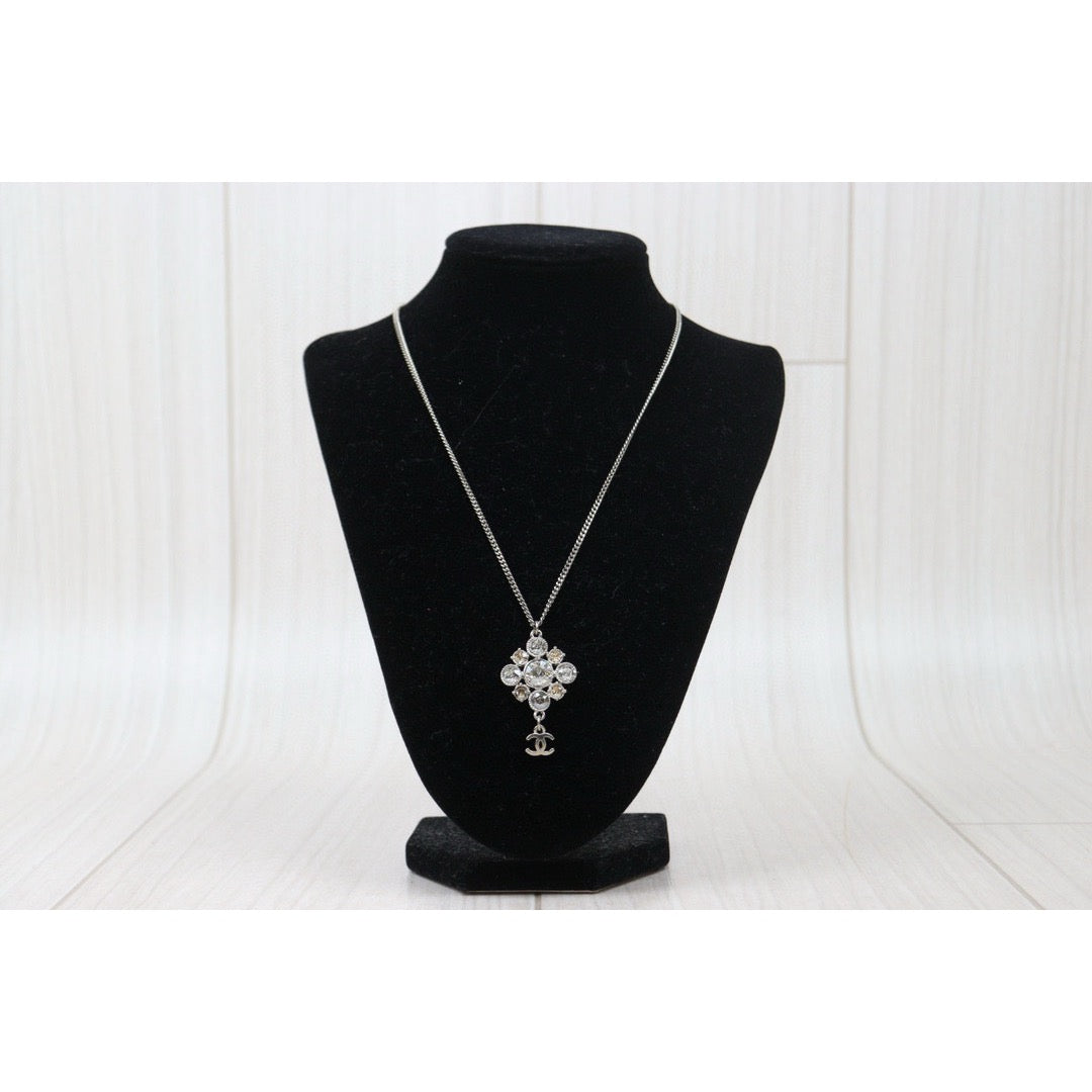 Very Good ( Rank A)｜ CHANEL COCO Mark Silver Plating Diamond Necklace  ｜S24112505
