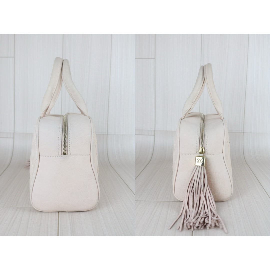 Good ( Rank AB)｜ CHANEL  Caviar Skin Leather Calf Leather Bowling Bag Hand Bag Pink Made In 2004～2005 Year｜B25030111