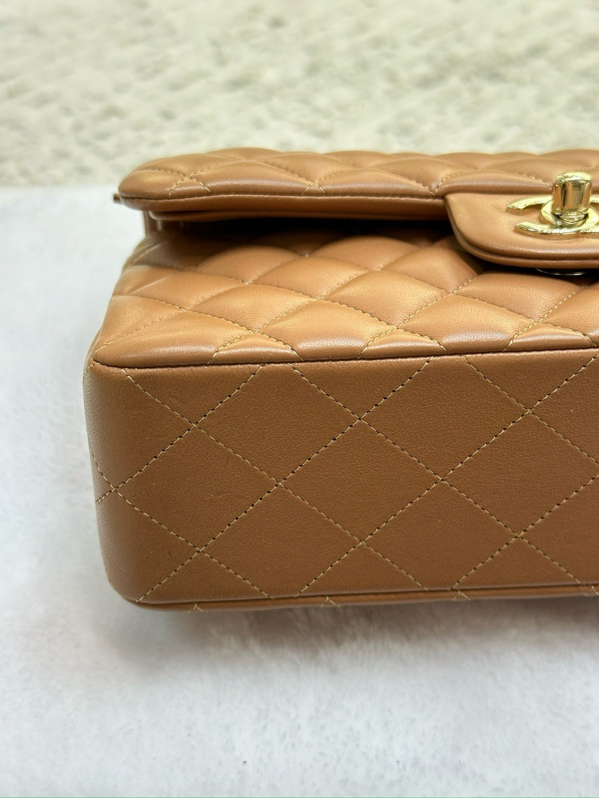 Chanel Small Lambskin Classic Double Flap Bag Dark Beige LGHW