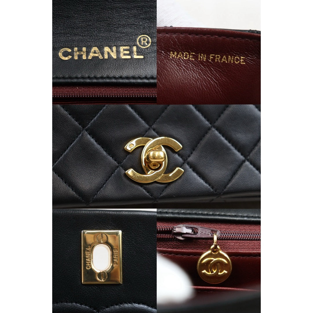Good ( Rank AB)｜ CHANEL Matrasse Lamb Skin Chain Bag Black Made in 1989-1991 Year｜25020618
