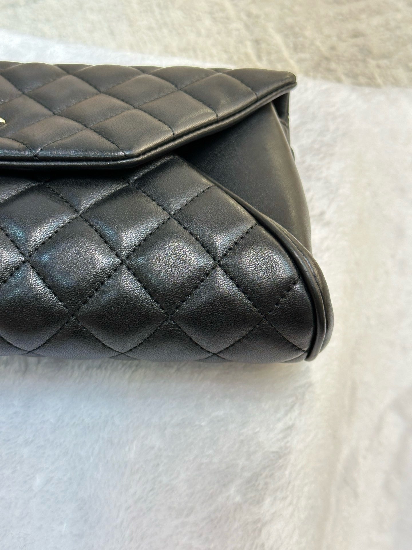 Chanel Lambskin Quilted Fold Up Again Clutch Black