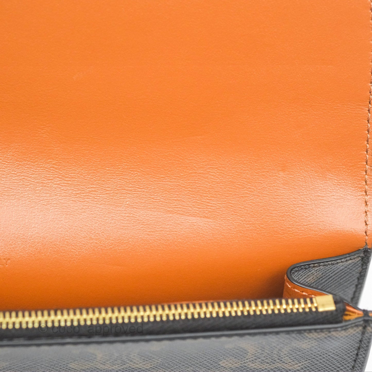 Celine Wallet On Strap Triomphe Canvas Tan Lambskin