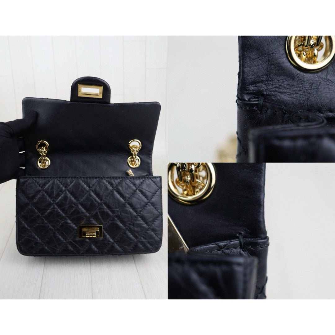 Very Good ( Rank A)｜ CHANEL 2.55 Matelasse Mini 20 Black Chain Shoulder Bag Gold Hardware Made in 2019-2020 Year｜S25030201