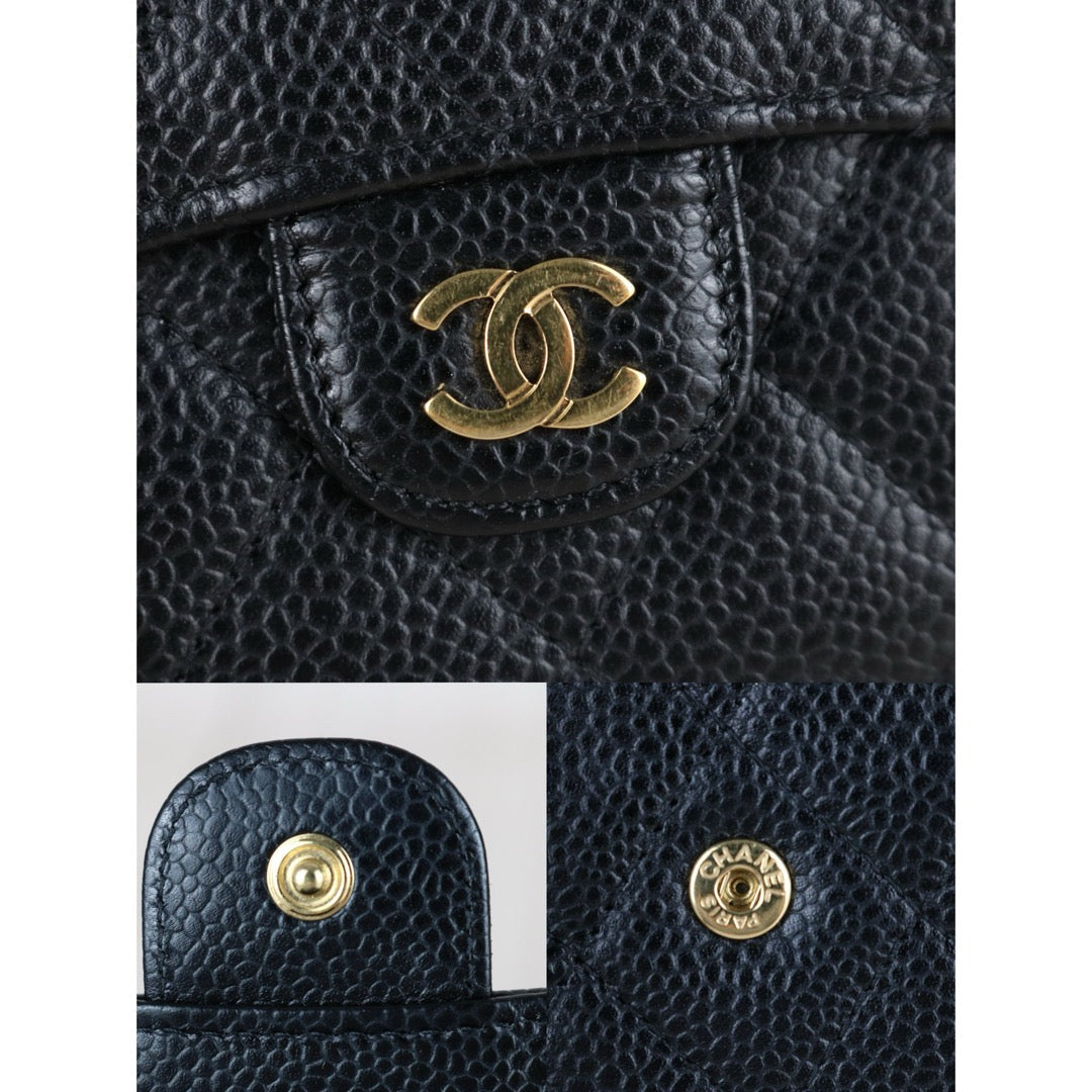 Very Good ( Rank A)｜Chanel Caviar Skin Black Wallet Made In 2016-2017Year ｜S25071505