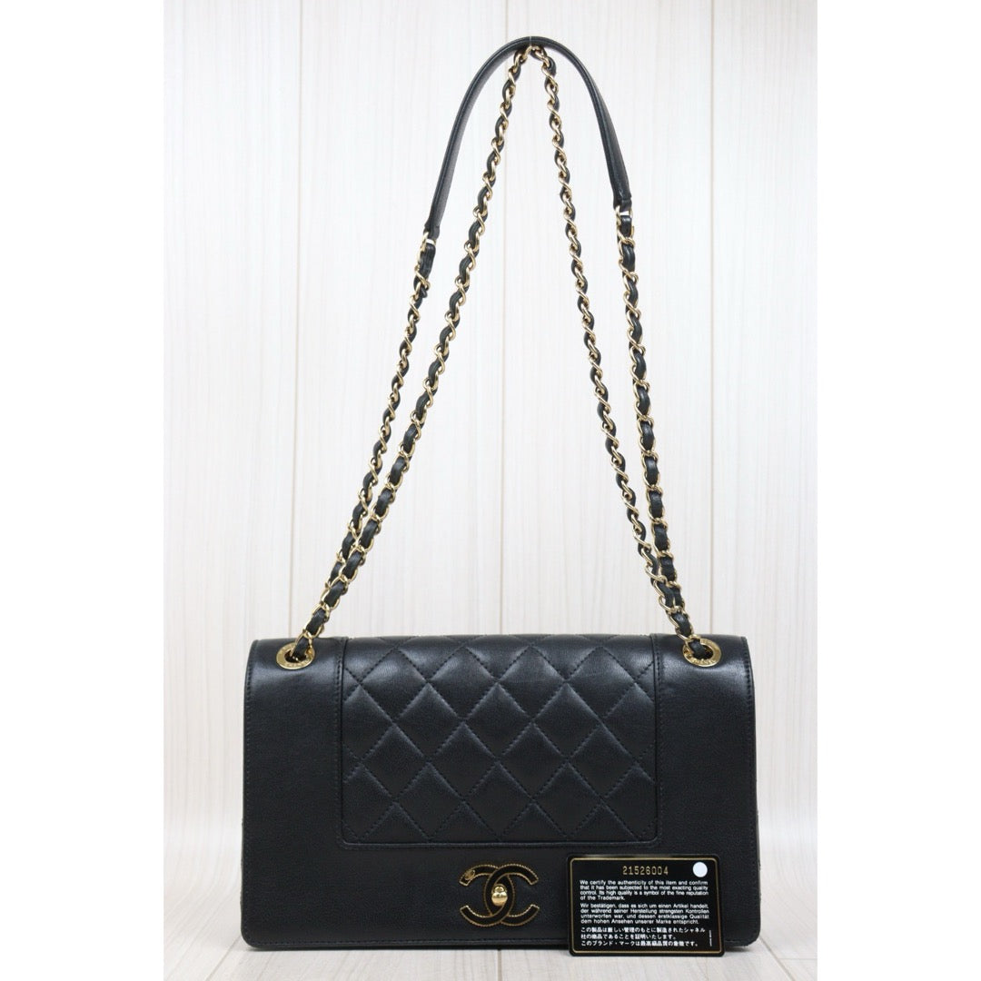 Good ( Rank AB)｜ CHANEL Matrasse Calf Leather Double  Flap Bag Black Made in 2016-2016Year｜Y25061703