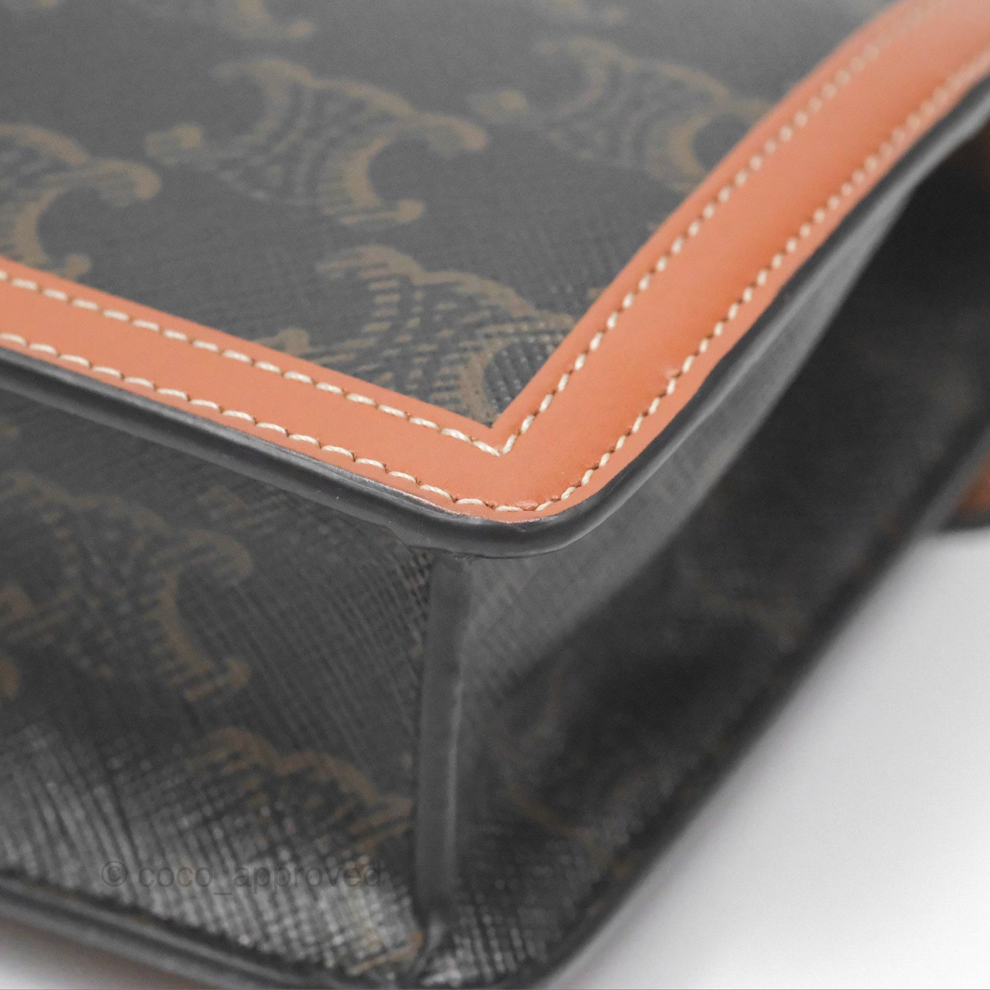 Celine Triomphe Wallet On Chain Canvas Tan Calfskin