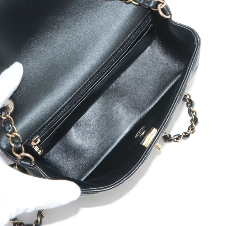 Chanel Mini Classic Flap 20 Quilted Lambskin Black Gold Hardware