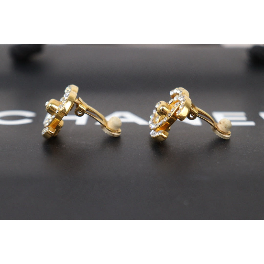 Very Good ( Rank A) ｜CHANEL Vintage 18K Gold Plating Rhinestone Earrings  ｜25013119