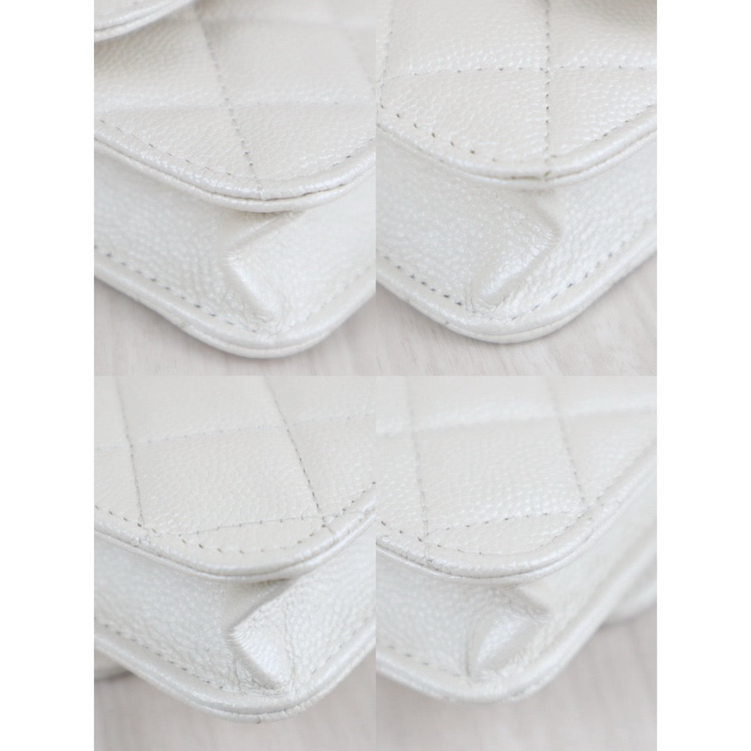 Very Good ( Rank A)｜ CHANEL Matelasse Chain Calf Leather Colour Rhinestone Mini WOC White  IC Chips Model ｜W25062903