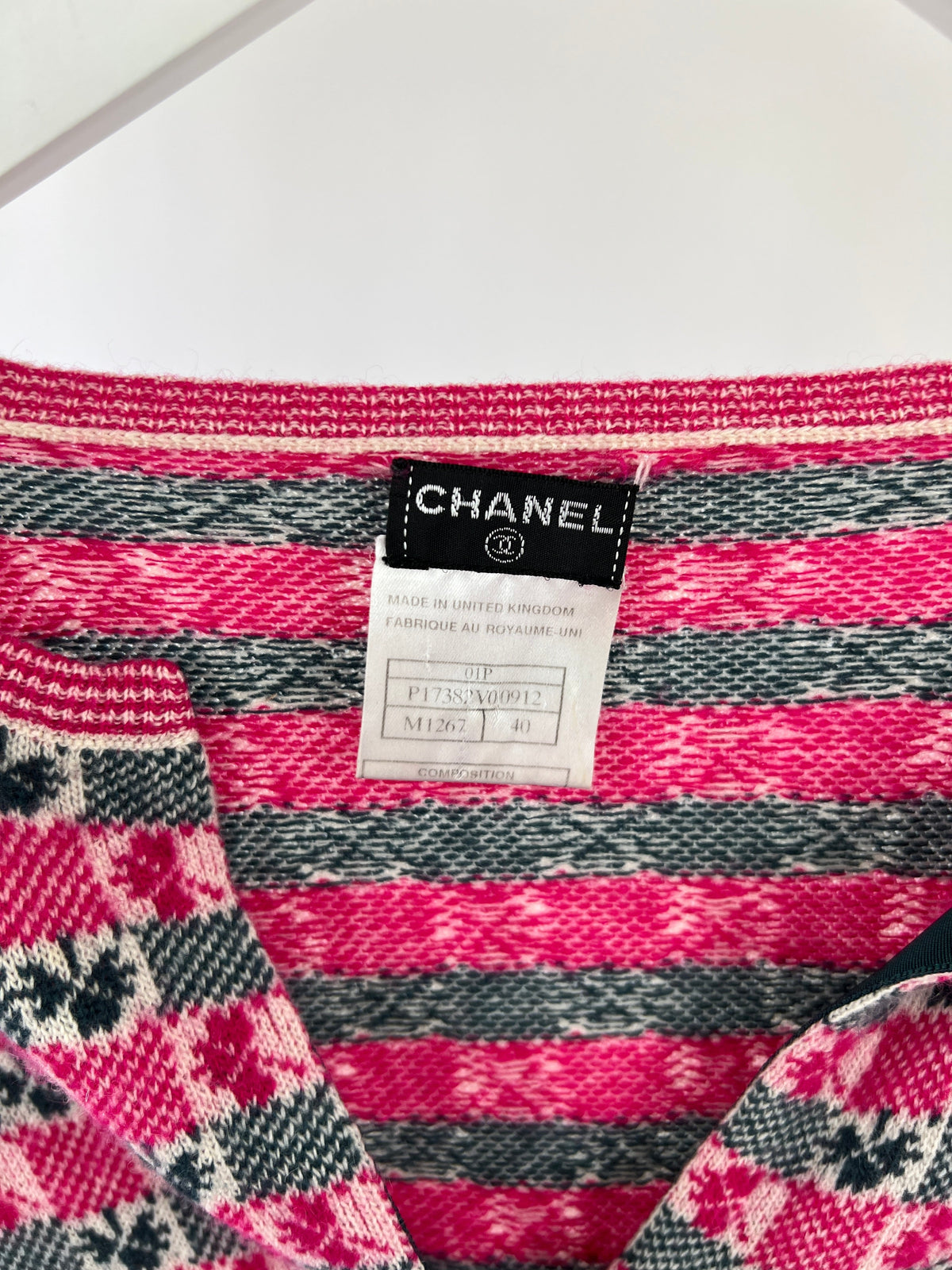 Chanel Pink Intarsia Knit Cashmere igan and Top Set Size FR 40 (UK 12)