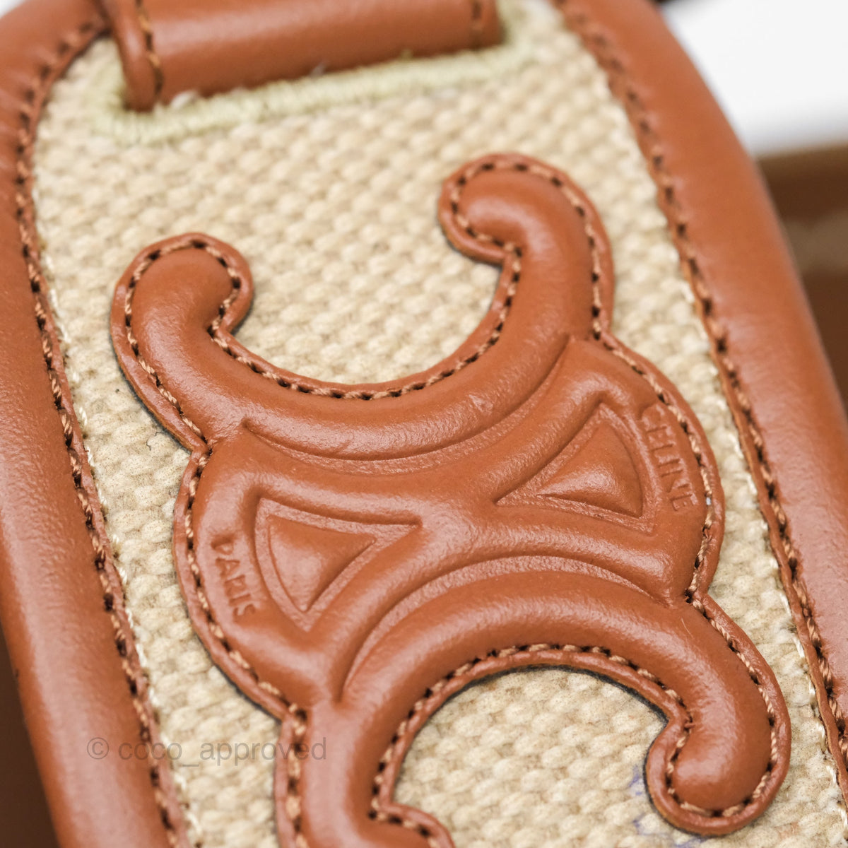 Celine Clea Triomphe Sandals Calfskin Vegetal Tanning & Canvas Size 36