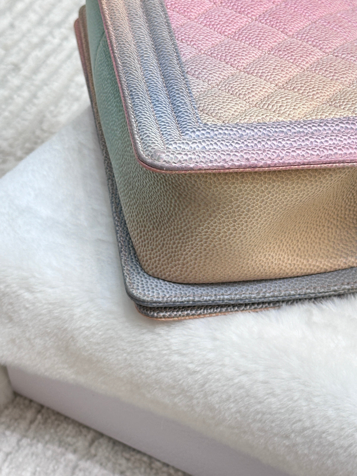 Chanel Rainbow Qulited Caviar Boy Bag Medium