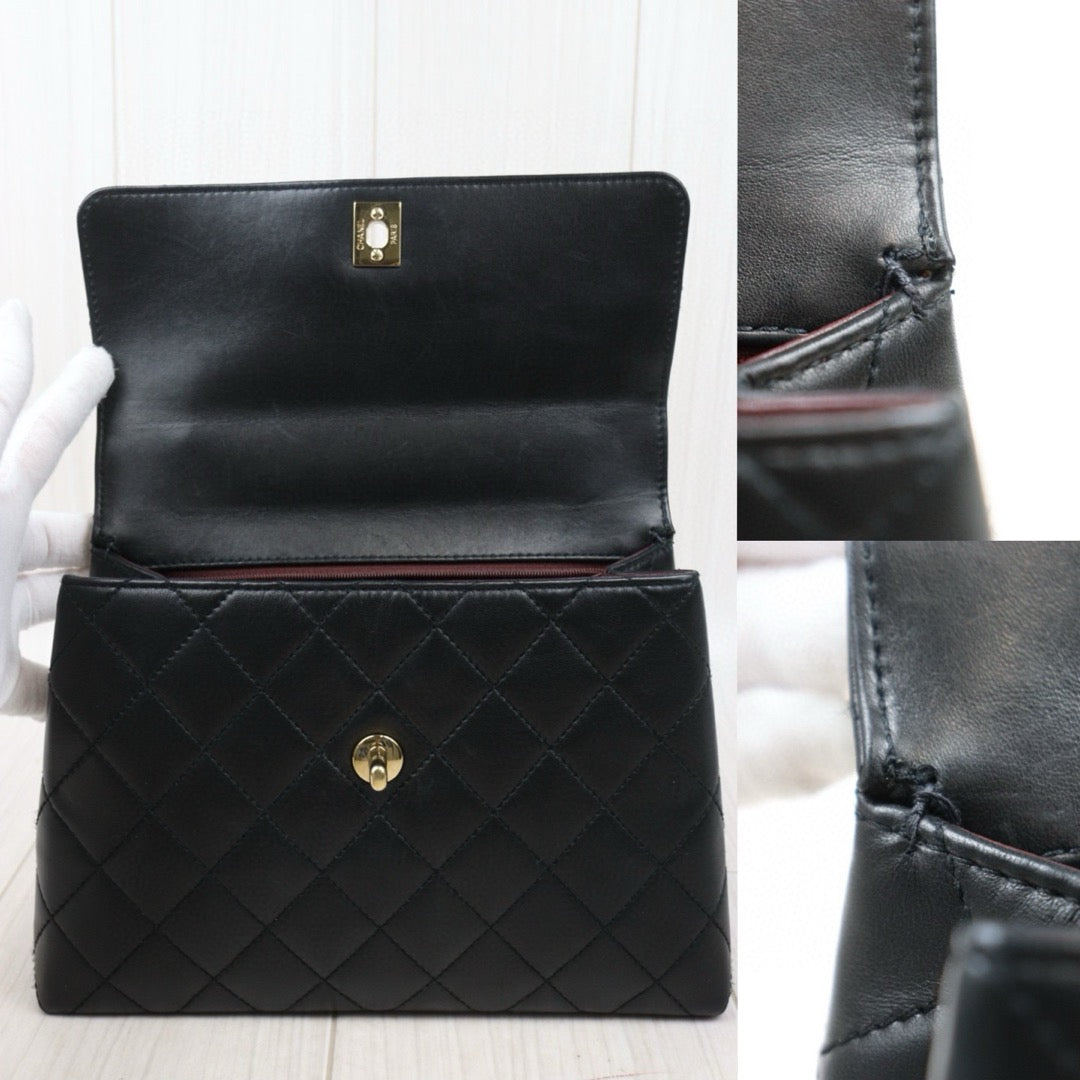 Very Good ( Rank A)｜CHANEL Lamb Skin COCO Hand bag Small Black  Made In 1997-1999 Year｜S25033006