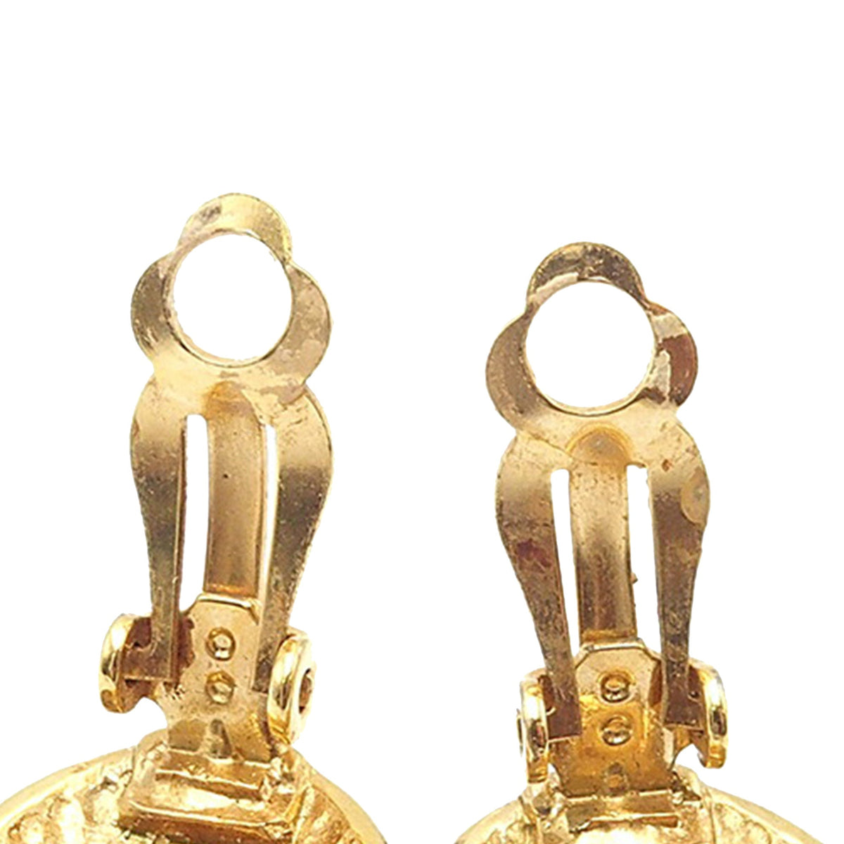 Gold Chanel Gold Plated CC Round Clip on Earrings