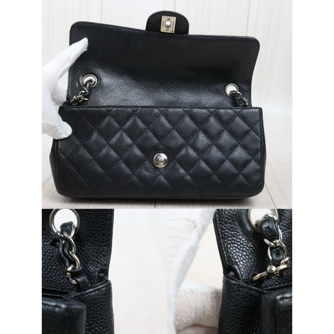 Good ( Rank AB)｜ CHANEL Caviar Skin Matrasse Single Flap 25 Shoulder Bag Black Made In 2006-2008 Year  ｜V25021909