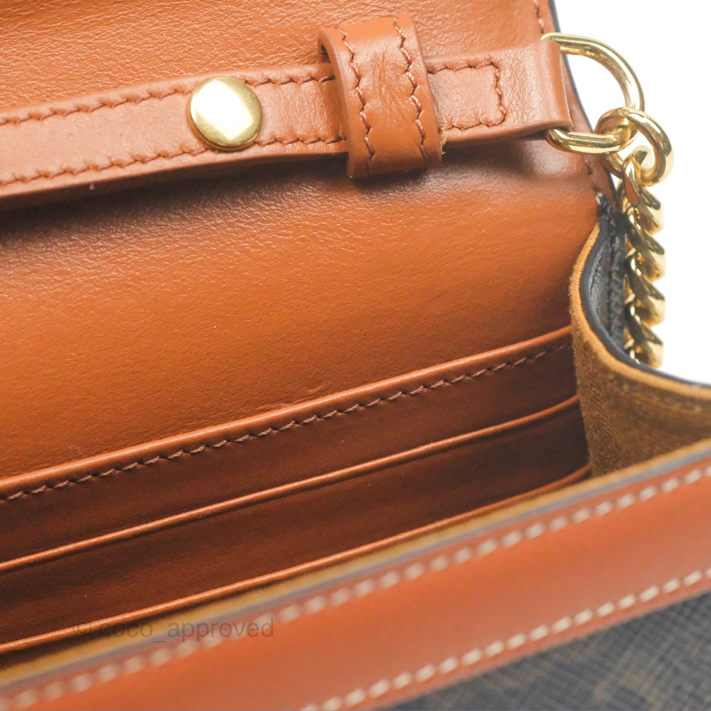 Celine Triomphe Wallet On Chain Canvas Tan Calfskin