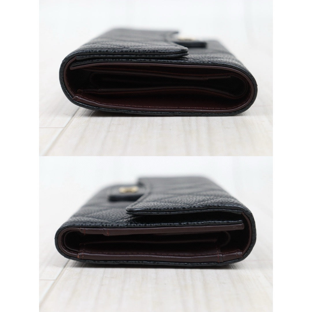 Very Good ( Rank A) ｜CHANEL Caviar Skin Black Long Wallet Made In 2014 - 2015Year｜S25021007