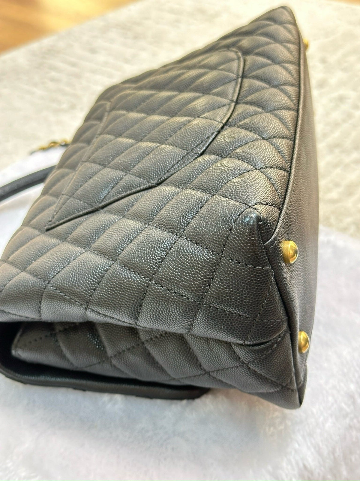 Chanel Medium Caviar Quilted Coco Handle Flap Black GHW