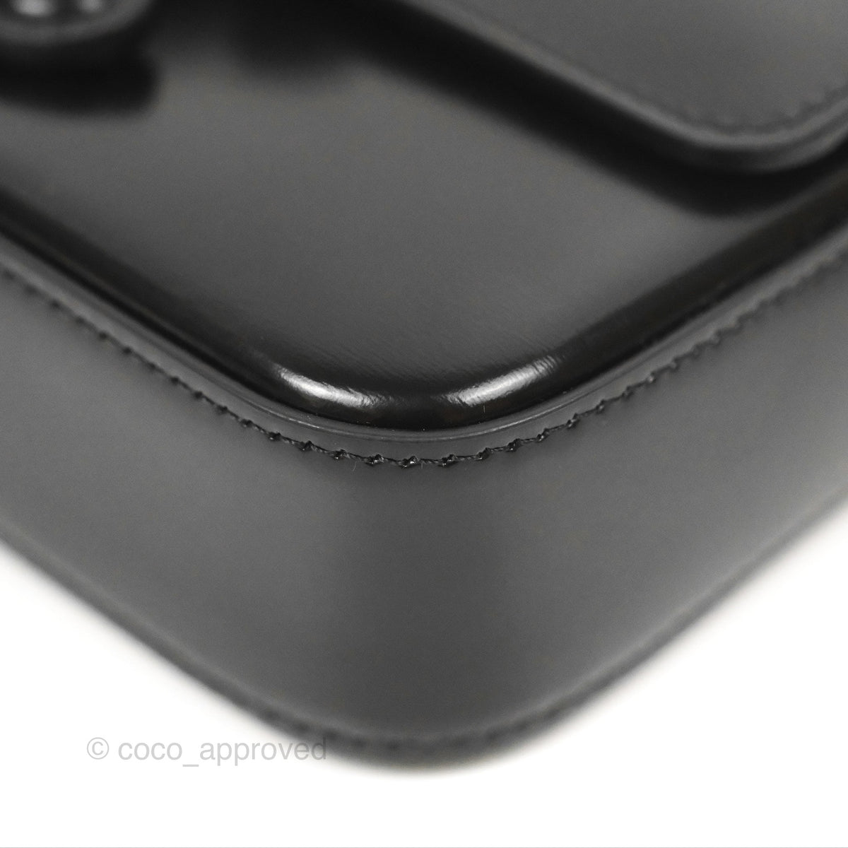 Celine Triomphe Chain Shoulder Bag Black Shiny Calfskin