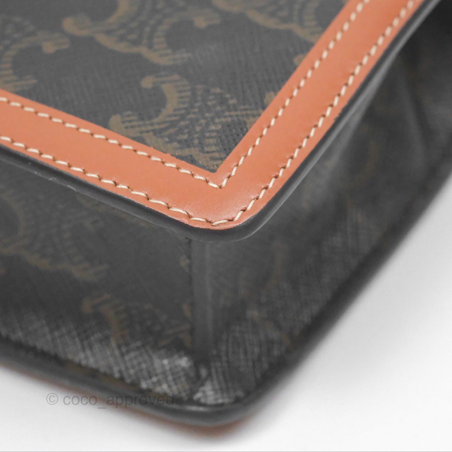 Celine Triomphe Wallet On Chain Canvas Tan Calfskin