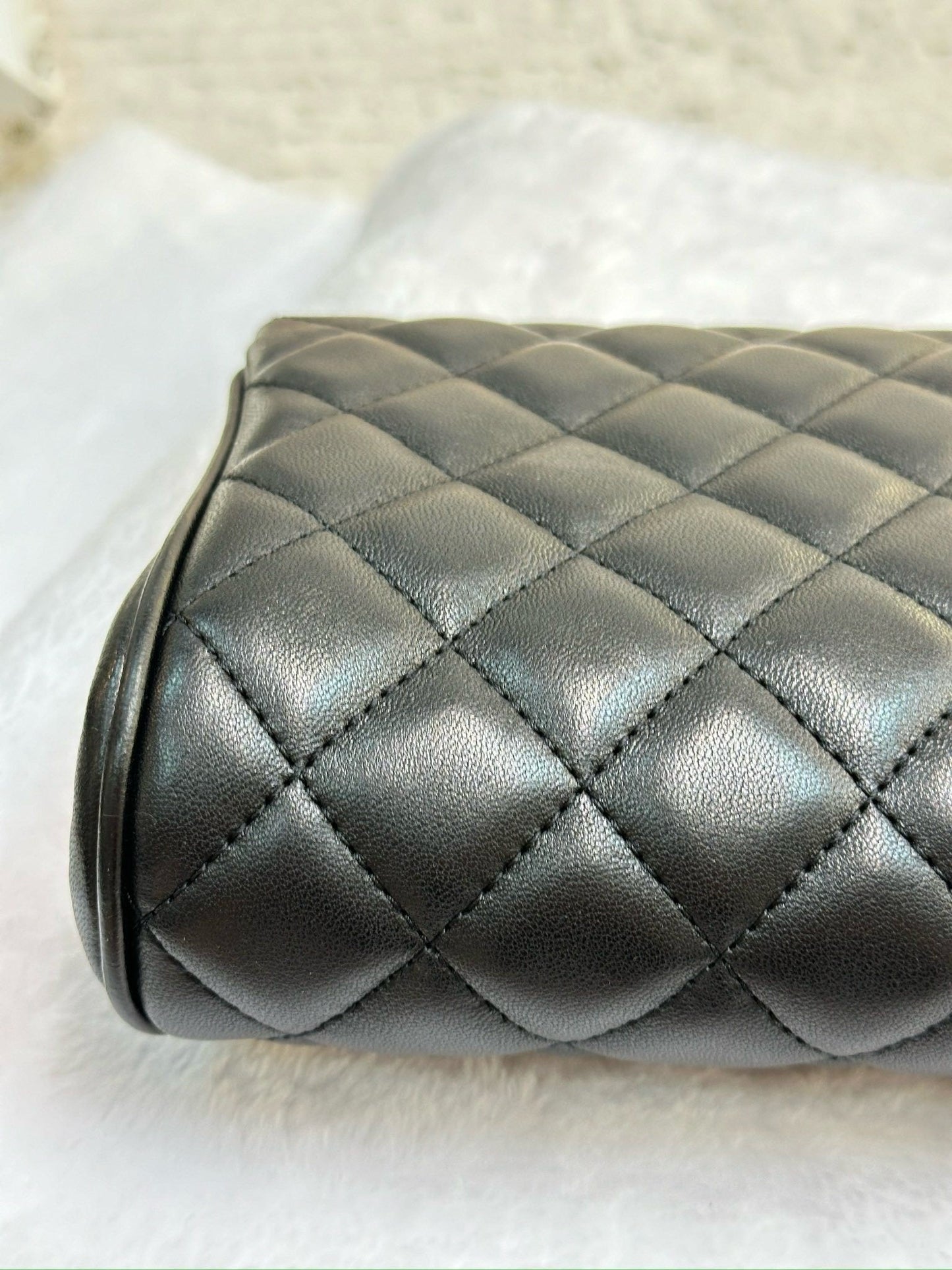 Chanel Lambskin Quilted Fold Up Again Clutch Black