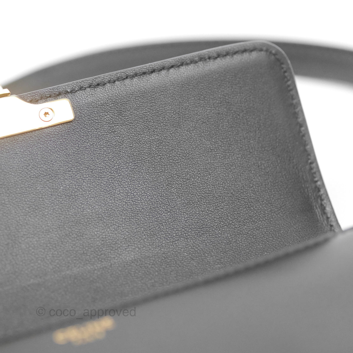 Celine Triomphe Shoulder Bag Black Calfskin