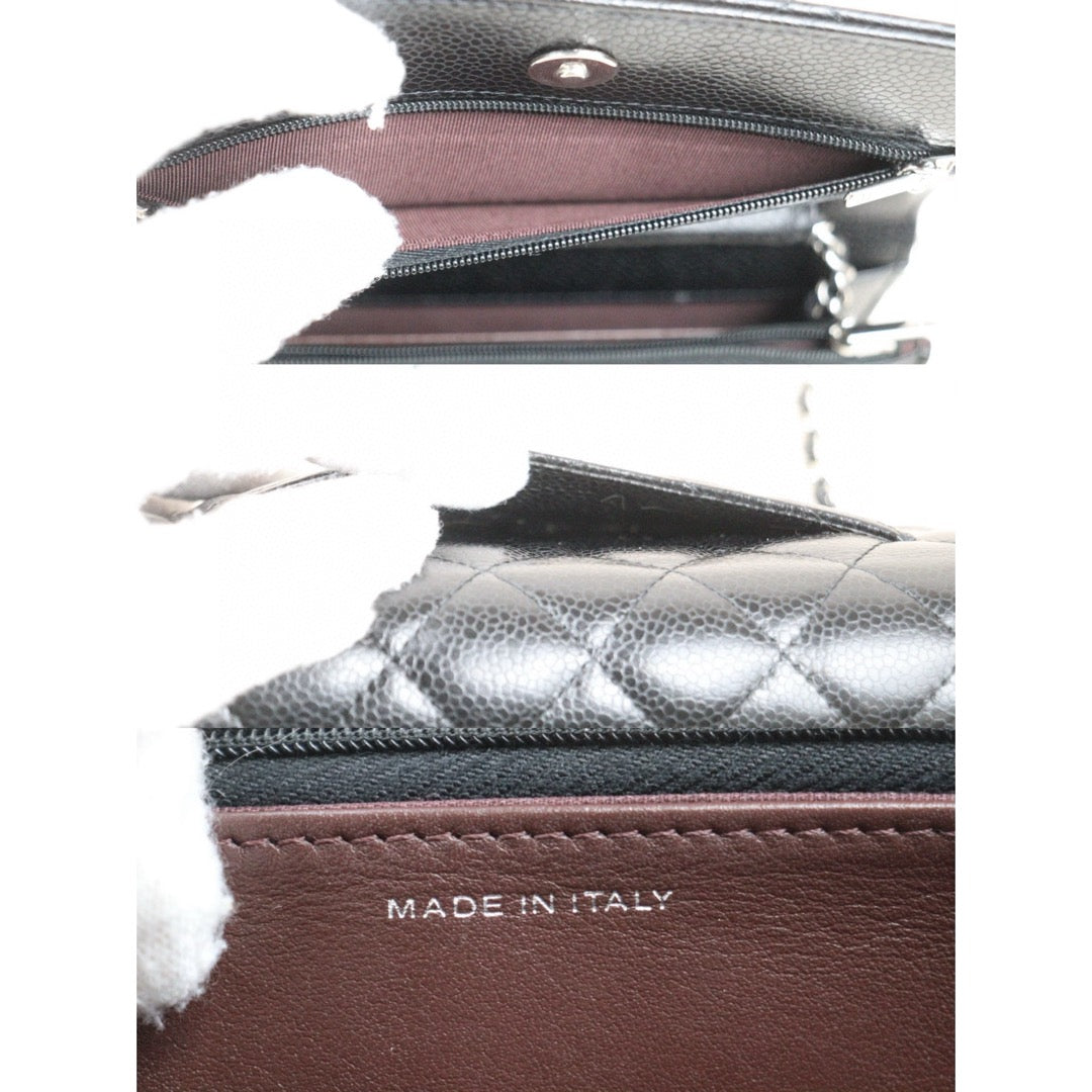Very Good ( Rank A)｜ CHANEL Matelasse Caviar Skin Chain Wallet Black  Made in 2020-2021 Year ｜S25012702