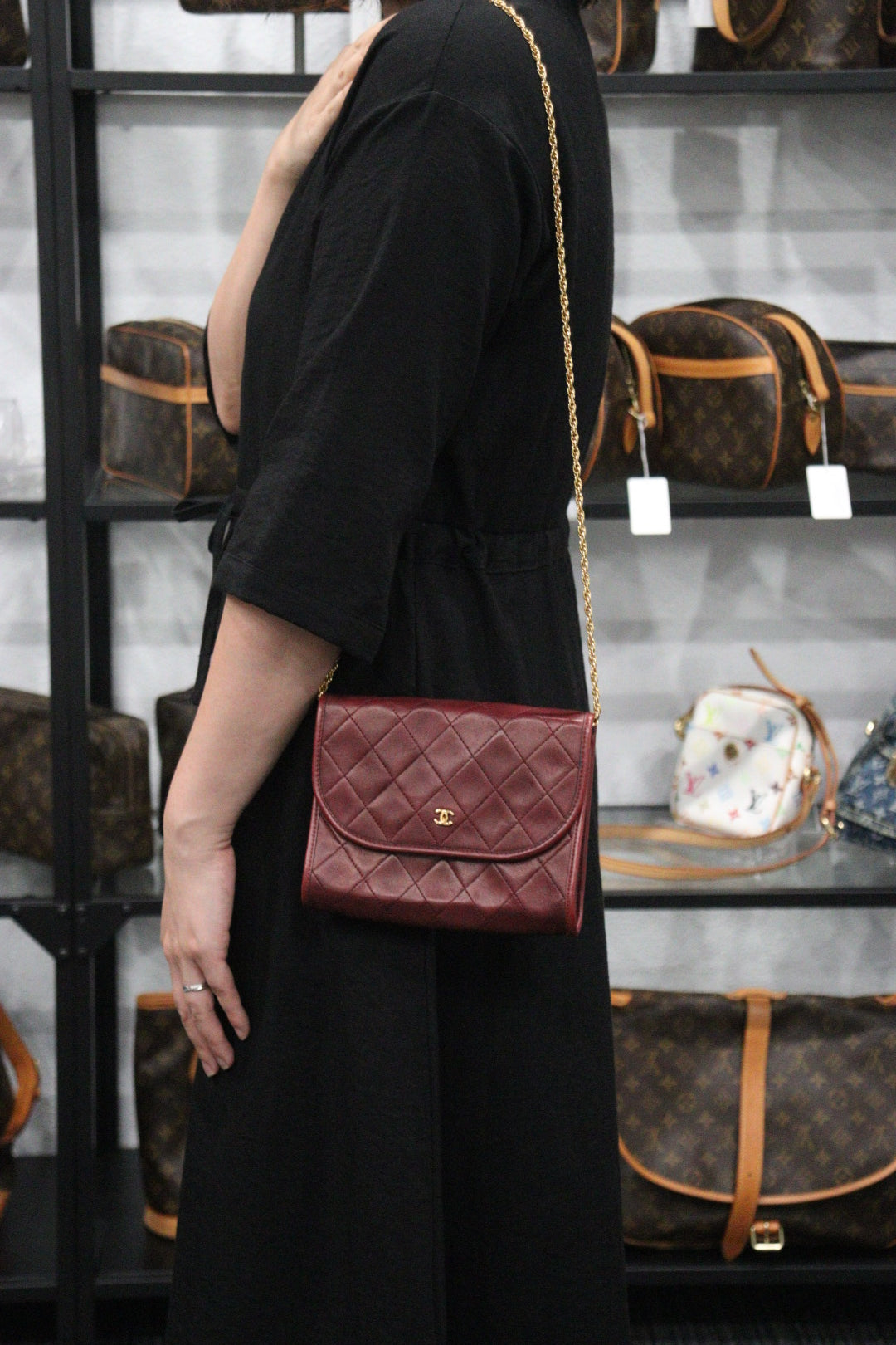 Rank AB ｜ CHANEL Mini Coco Mark Matrasse Lambskin Chain Shoulder Bag ｜V23080608