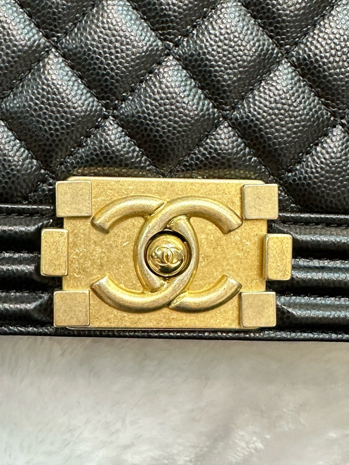 Chanel Medium Caviar Boy Bag Black GHW 27 holo card