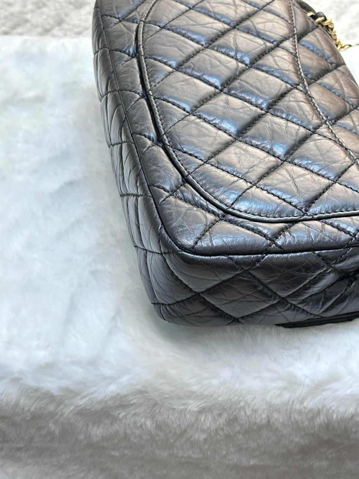 Chanel Mini Limited Edition Aged Calfskin Quilted Medallion Flap Black GHW