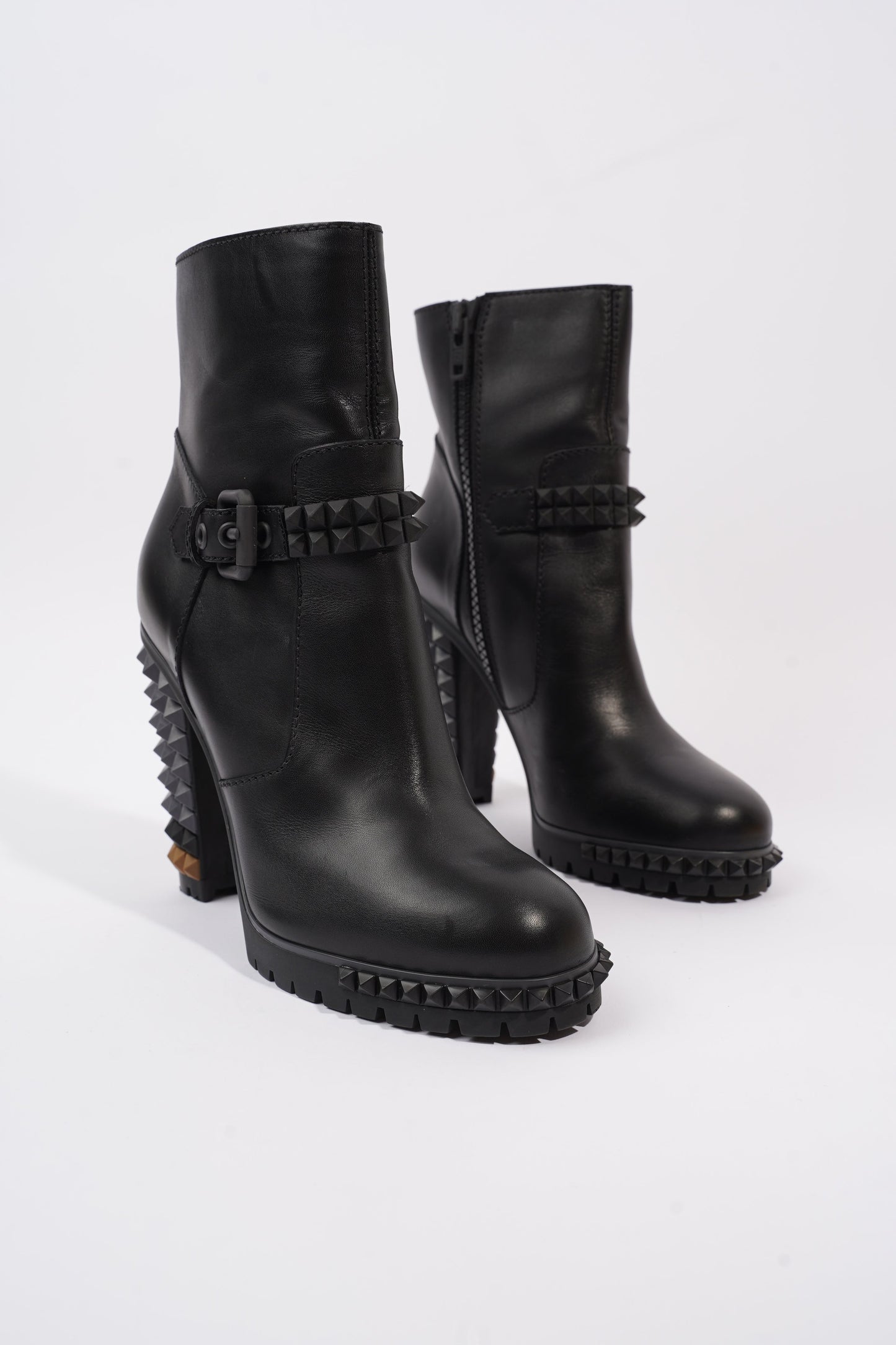 Fendi Buckled Heeled Boots 115 Black Leather EU 40 UK 7