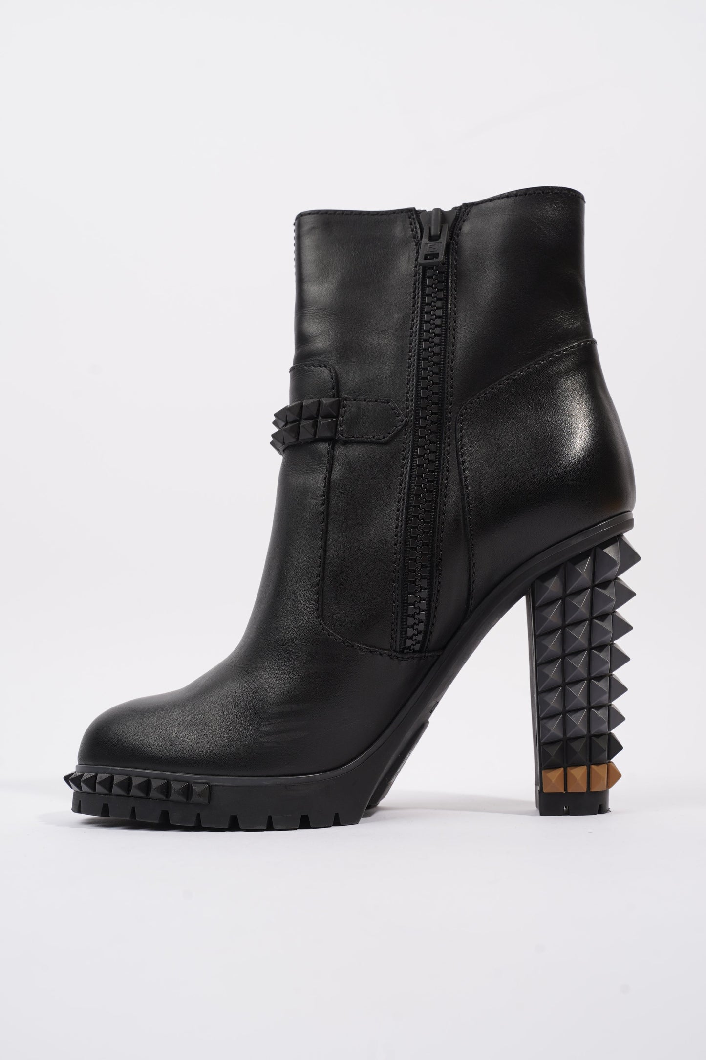 Fendi Buckled Heeled Boots 115 Black Leather EU 40 UK 7