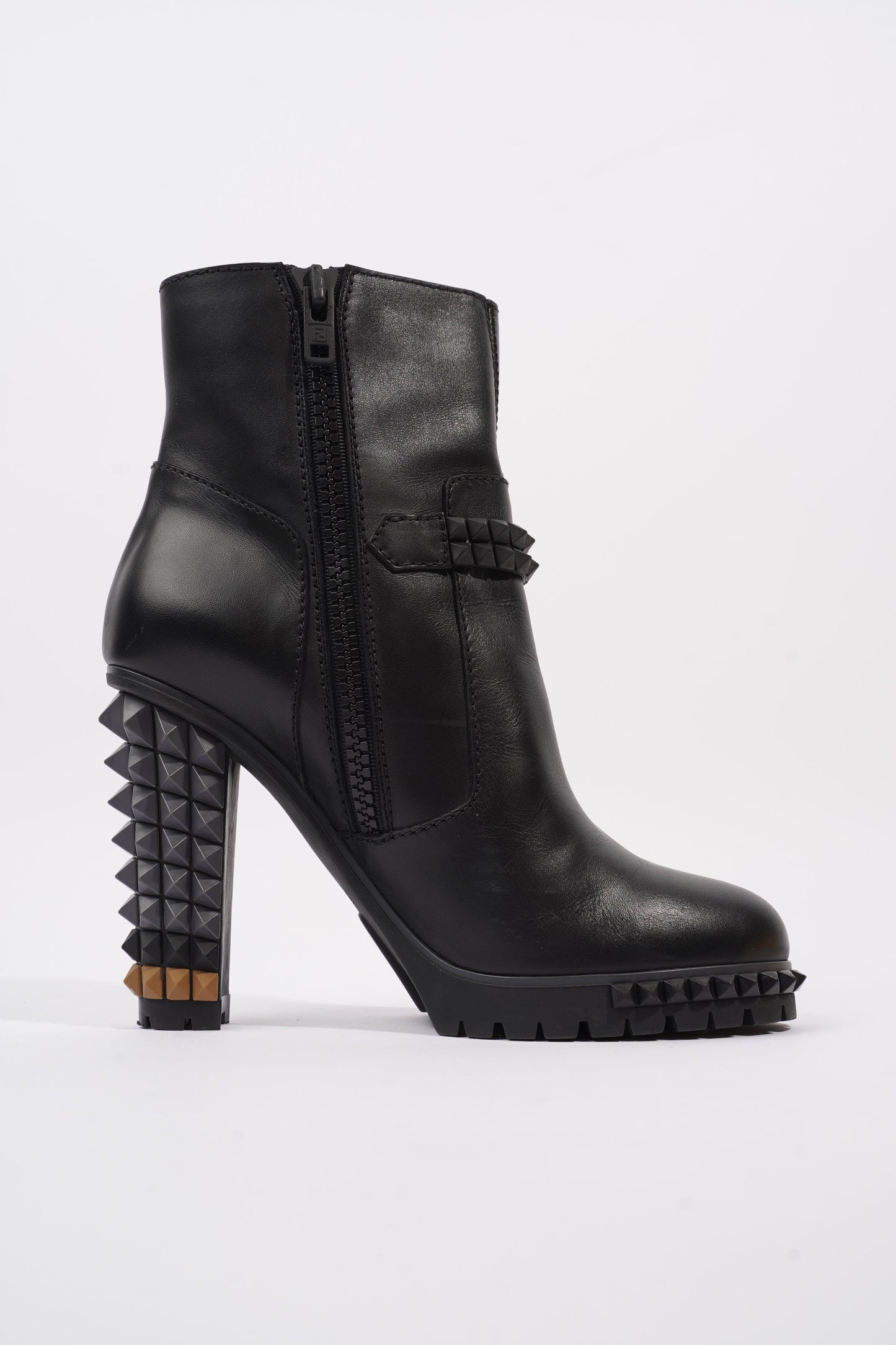 Fendi Buckled Heeled Boots 115 Black Leather EU 40 UK 7