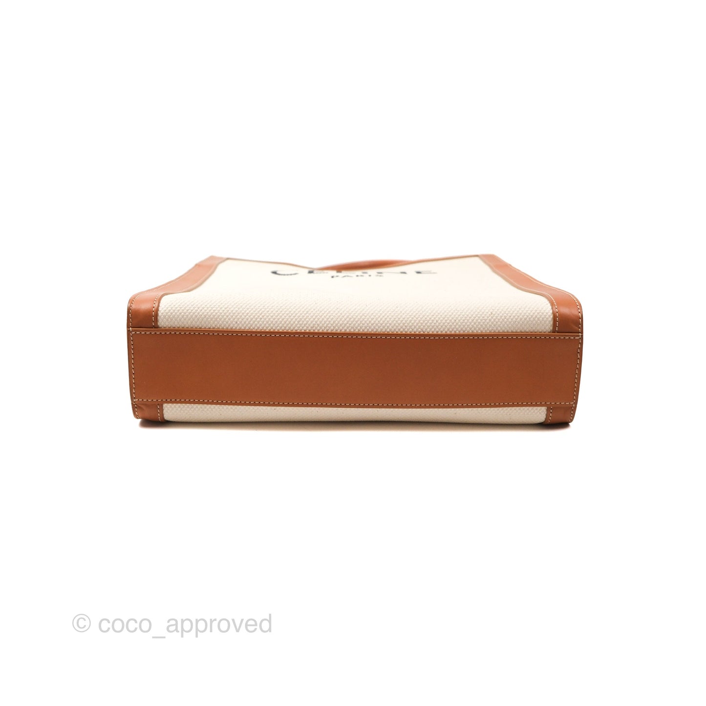 Celine Small Vertical Cabas Tote With Celine Print Natural/Tan