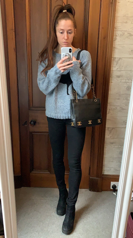 Chanel Vintage Black Caviar Chain Tote with 24k Gold Hardware